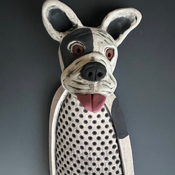 CLAY DOG, DOG, Ceramic Dog Sculpture, Clay Sculpture, Wall Art, Dog Wall Sculpture, Wall Decor, Dog Wall Art, Hanging Clay Dog Sculpture