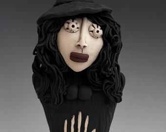 WITCH, MAGIC POWERS, Practitioner of Wicca, Witchcraft, Clay Witch Sculpture, Pagan, Enchantress, Sorcerer, Sorceress, Clay Sculpture