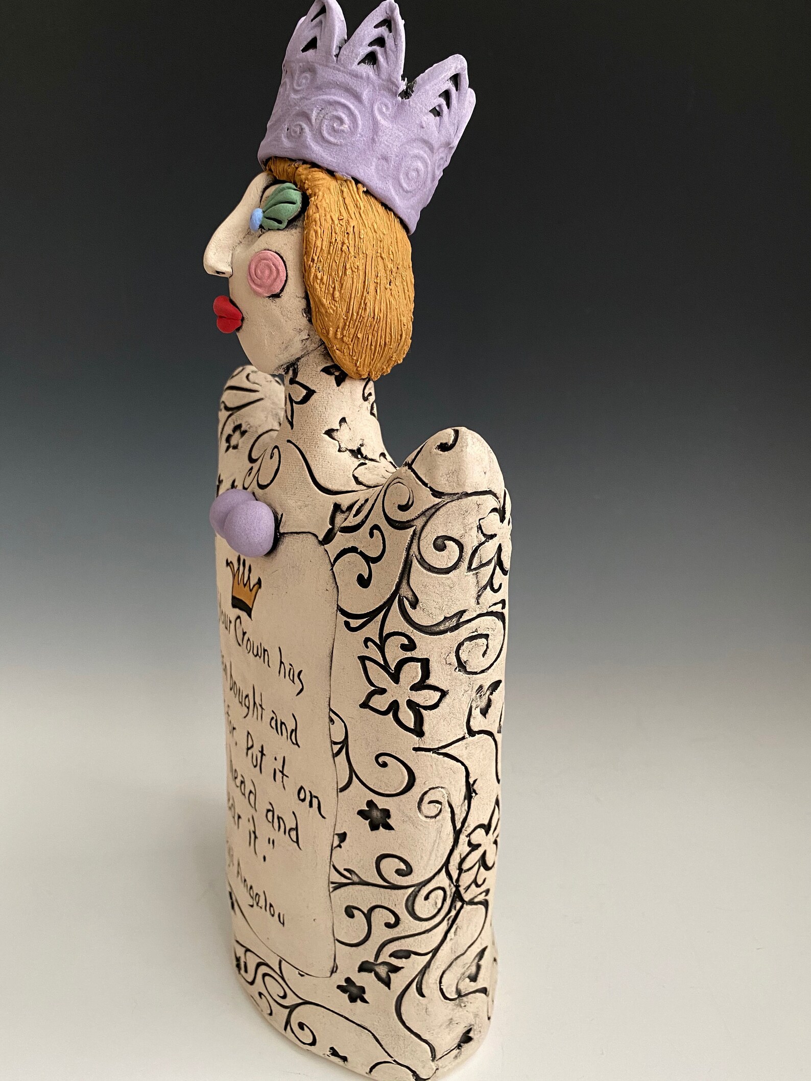 Queen MESSAGE IN A BOTTLE Clay Sculpture Female Sculpture Etsy