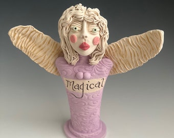 ANGEL SCULPTURE, MAGICAL, Handmade Angel, Sculpted Angel, Ceramic Sculpture, Clay Sculpture, Ceramic Sculpture, Clay Art, Figurative Art