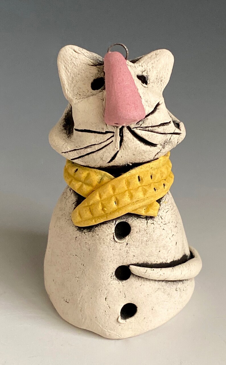 Tree Ornament Cat Ornament Clay Cat Christmas Ornament Cat with Gold Scarf Christmas Ornament Cat Ornament HANDMADE CLAY CAT Ornament
