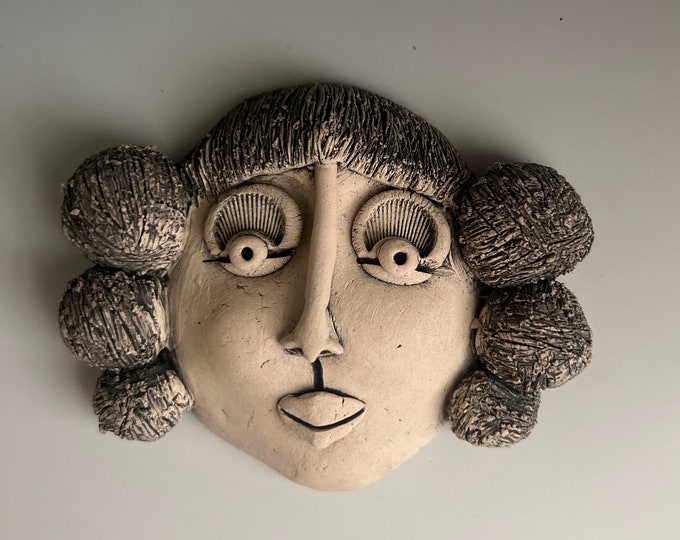 Wall FACE, WOMAN Face, Face Sculpture, Wall Art Face, Ceramic Face