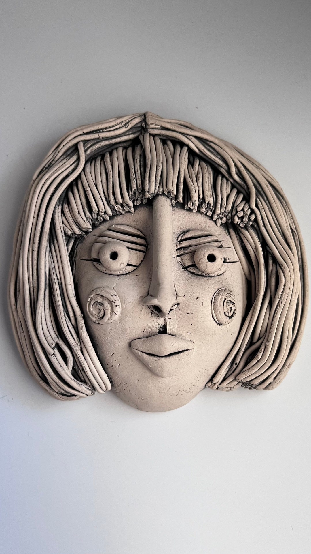 Wall FACE, WOMAN Face, Face Sculpture, Wall Art Face, Ceramic Face