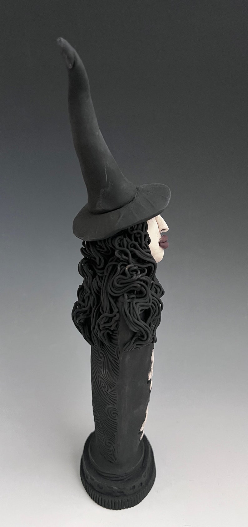 WITCH, MAGIC POWERS, Practitioner of Wicca, Witchcraft, Clay Witch Sculpture, Pagan, Enchantress, Sorcerer, Sorceress, Clay Sculpture image 2