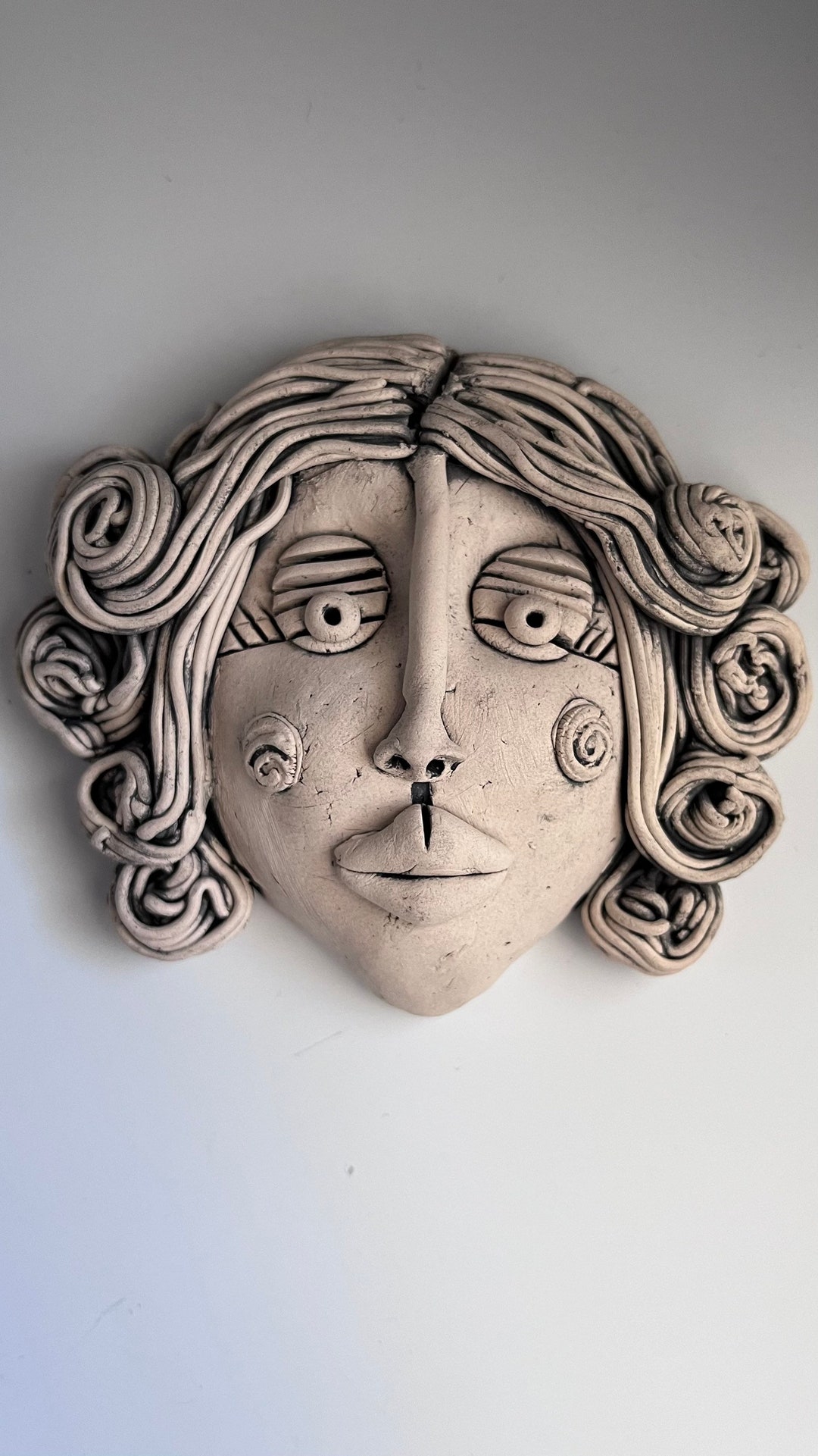Wall FACE, WOMAN Face, Face Sculpture, Wall Art Face, Ceramic Face