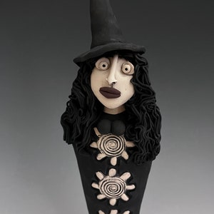 WITCH, MAGIC POWERS, Practitioner of Wicca, Witchcraft, Clay Witch Sculpture, Pagan, Enchantress, Sorcerer, Sorceress, Clay Sculpture image 1