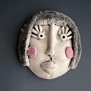 WAll FACE, WOMAN Face, Face Sculpture, Wall Art Face, Ceramic Face, Hand Sculpted Face, Ceramic, Sculpted Wall Face, Clay Face, Wall Hanging