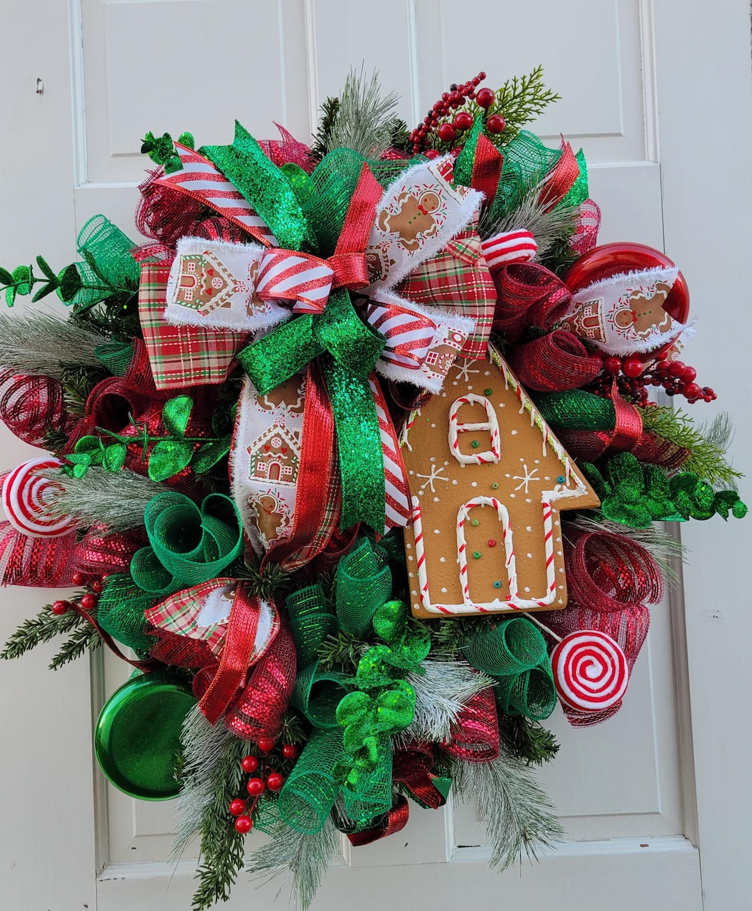 Gingerbread House Christmas Wreath | Holiday Charm Decor - Etsy