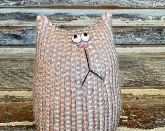 Stuffed Cat Doll - Rose Gold Cat -Toy Cat Stuffie - Soft Kitty - Cotton Cat Doll - Cat Lover Gift - Handmade Toy Cat Doll - Eco Friendly Cat