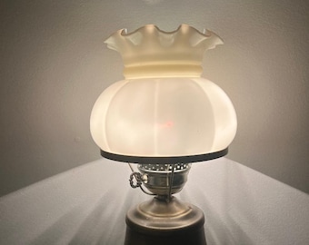 Vintage Fenton Milk Glass Shade Table/Bedside/Nightstand Metal Lamp. 1970s. 14.5"H