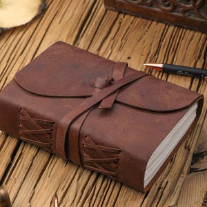 Handmade Leather Journal Strap Closure with Off White Handmade cotton Paper 240 Pages
