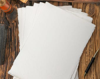 Handmade Cotton Rag Watercolor Paper | Deckle Edge, 400 GSM (Pack of 25)