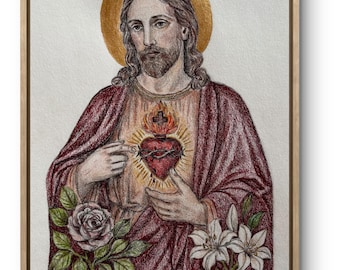 PLEASE ONLY ORDER 1 - 4x6” sketch - high quality print Sacred Heart of Jesus