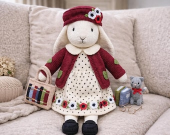 Book Shop Bunny Knitting Pattern – Cute Rabbit Pattern – Amigurumi Bookshop Bunny Pattern – Knitted Bunny (PDF Pattern) – English