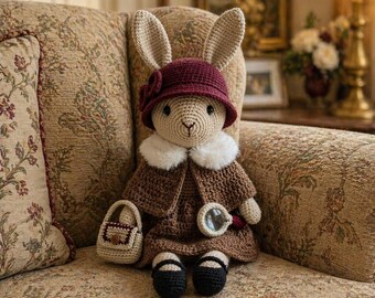 Lady Crochet Bunny Doll Pattern – Bunny with Dress Crochet Pattern – Amigurumi Bunny Crochet Pattern – PDF Pattern | English