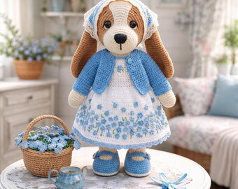 Dragonfly Dog Crochet Pattern – Cute Dressed Puppy Pattern - Amigurumi Puppy Pattern - Puppy Soft Toy Crochet (Complete PDF Pattern) English
