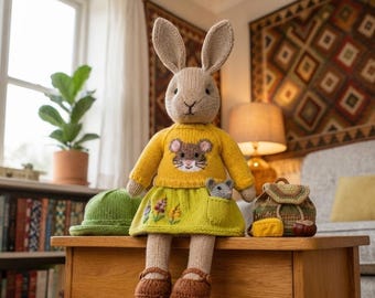 Snapdragon Patch Bunny Knitting Pattern – Bunny Doll Rabbit Pattern – Amigurumi Bunny Pattern with Complete Instructions (PDF Pattern)
