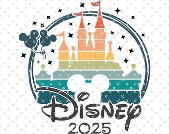 バンドル ファミリー トリップ 2025 SVG、マウスと友達、レトロな魔法の城、魔法の王国 SVG、家族旅行 SVG、バケーション モード、家族マッチング