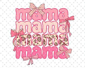 Mama Est 2025 PNG、Mama Varsity png、Mama Coquette Bow png、Mama SVG、Mama Bow SVG、Trendy Mama デジタルファイル、Mama Pink Coquette Bow