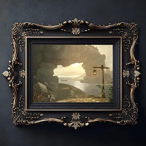 Mailed Print | Katariah&#39;s Rest | Skyrim Poster | Gamer Wall Art | Fantasy Painting | Cottagecore | Sea Ship Painting | Sunset | Skyrim Gift