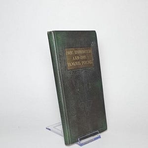 One Hundred and One Famous Poems compiled by Roy J. Cook – The Cable Company (1929) – Vintage Poetry Anthology, Green Leather Binding