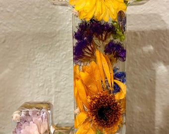 Dried Wedding Flower Letter “J”