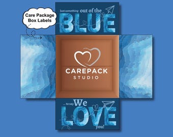 Something Out of the BLUE We Love You Care Package Box Label, Instant Download Printable Decoration Box Flaps, Military Deployment Boyfriend