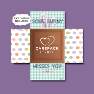 Etiquetas imprimibles para paquetes de Pascua "Te extraño", etiquetas con solapas para cajas de regalo para novios, estudiantes, hijos, hijas, militares, cónyuges.