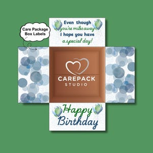 Miles Away Enjoy Your Special Day Birthday Care Package Label for Men Printable Box Flap Digital Download Military Son College Missionary