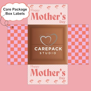 Etiqueta de pacote de cuidados para impressão para o dia das mães Caixa de aba Caixa de presente de agradecimento à mãe Vovó Download instantâneo Caixa de cuidados com etiqueta floral Sogra