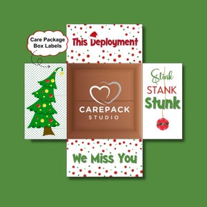 Weihnachtspaket Etiketten, druckbare Dekoration für Box Klappen, Einsatz stinkt Urlaubsbox Thema Militär Ehepartner Ehemann Frau