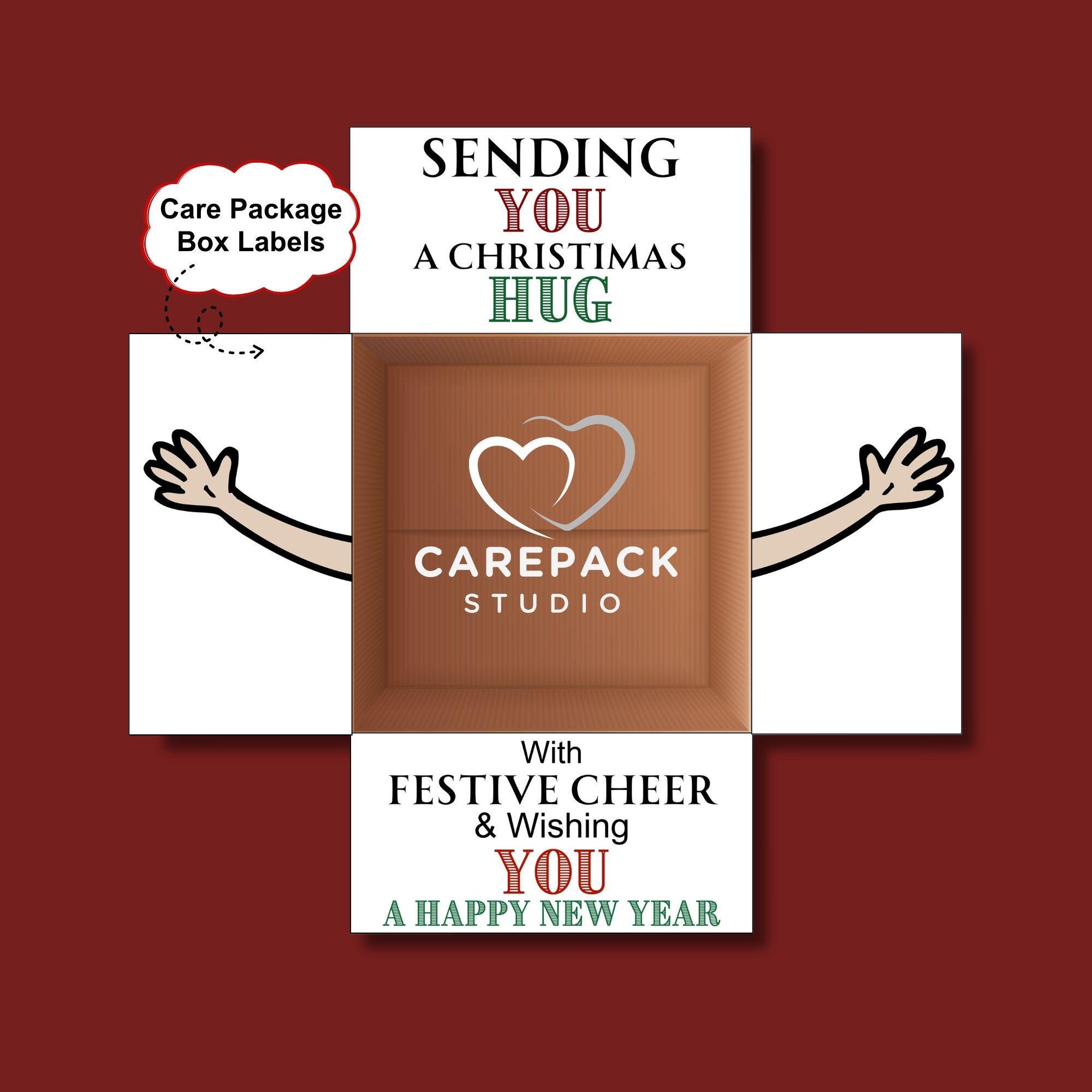 Label Flapping Care Package Instant Download Box Labels, Send a Christmas Hug & New ...
