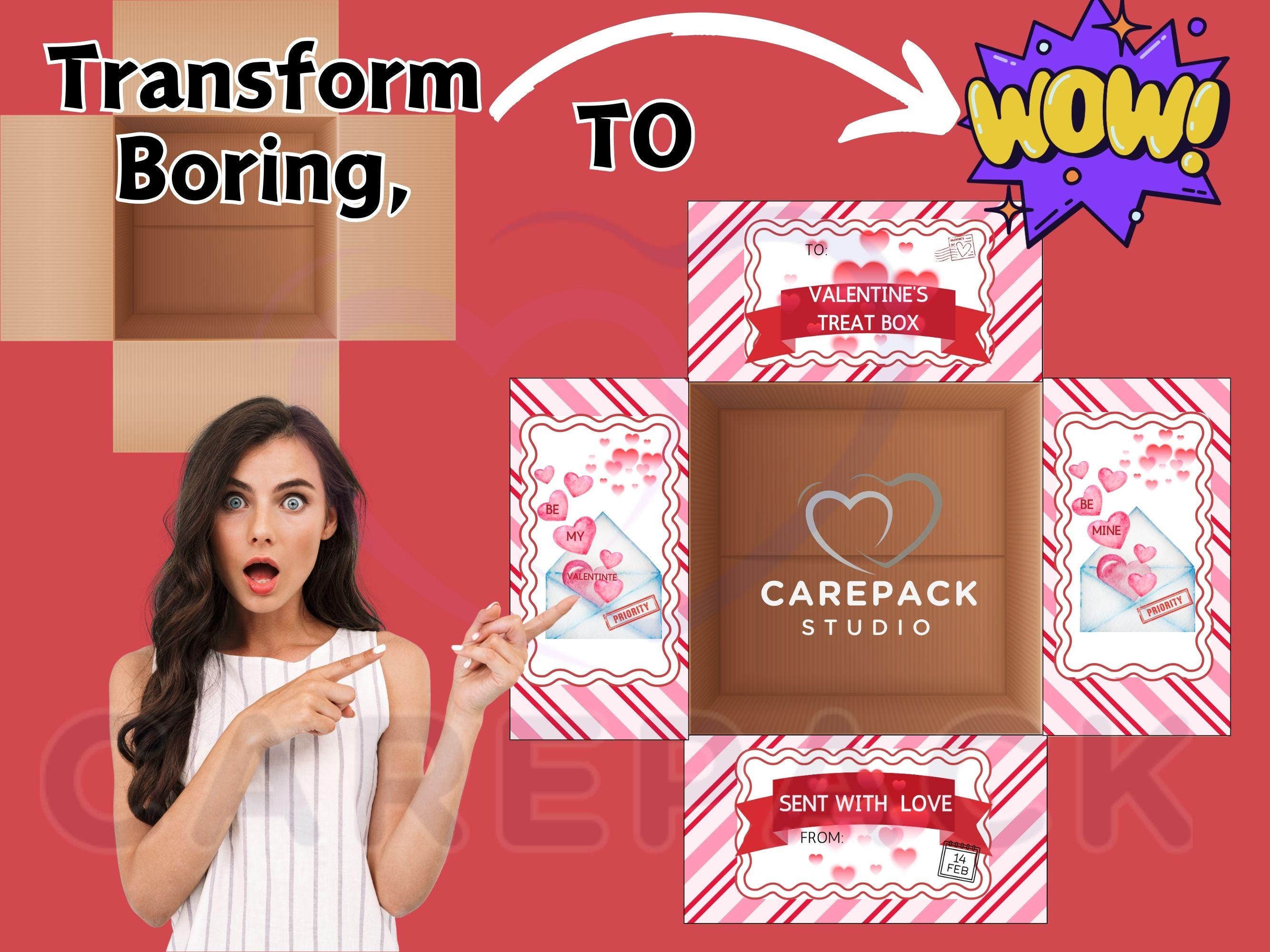 Label Flapping Valentines Day Care Package Printable Box Flap Labels Snack Box College ...