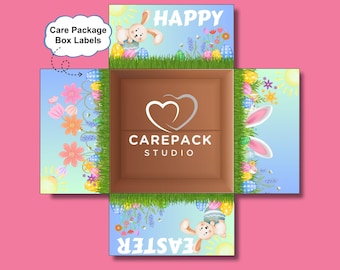 Printable Care Package Labels for Easter College School Students Spring Care Box Flaps Gift Grandchildren Live Far Away Military Family