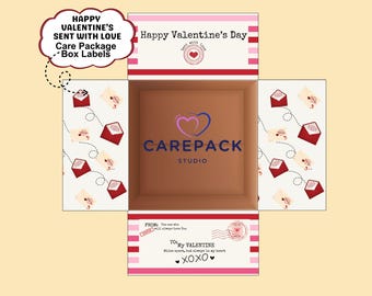 Valentine Day Care Package Printable Box Flap Labels College Student Care Package Love You Label Deployment Care Package Missionary Care Box