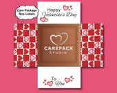 Valentine Day Care Package Printable Label Box Flap College Student Valentine's Day Gift Boyfriend Deployment Box for Him Valentine Day Box