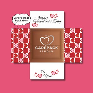 Valentine Day Care Package Printable Label Box Flap College Student Valentine's Day Gift Boyfriend Deployment Box for Him Valentine Day Box
