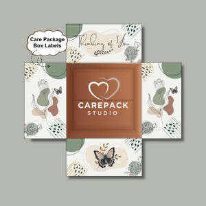 Thinking of You Care Package Box Flap Label Printable Label Encouragement Care Box Decorative Flap Labels Get Well Care Box Shipping Label