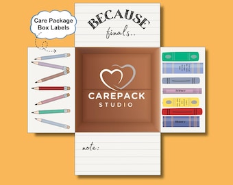 College Finals Week Care Package Labels, Instant Download Printable Decor for Box Flaps, Student Survival Kit Midterms Exam Fall or Spring