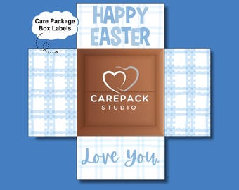 Blue Happy Easter Care Package Flap Instant Download Printable Label Decor Passover Celebration Gift College Student Missionary Gift Boy Son
