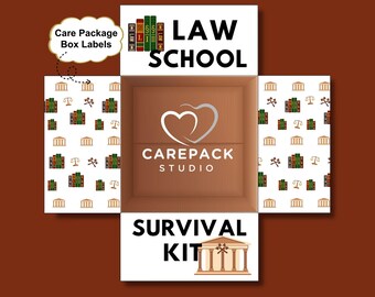 Law Care Package Label Printable Box Flap Decor for University Students Tackling Final Exams University College Bar Prep Survival Kit Gift