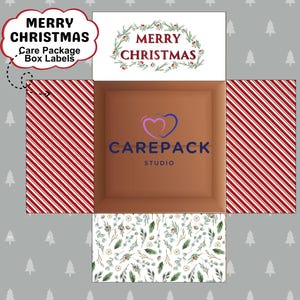 Merry Christmas Package Labels, Printable Decoration for Box Flaps Christmas Box, College Students, Military Deployment Friends and Family