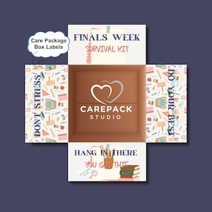 Etichette per pacchi regalo per la settimana degli esami finali universitari, download immediato, decorazioni stampabili per le alette delle scatole, kit di sopravvivenza per l'università, esami di metà semestre, semestre autunnale