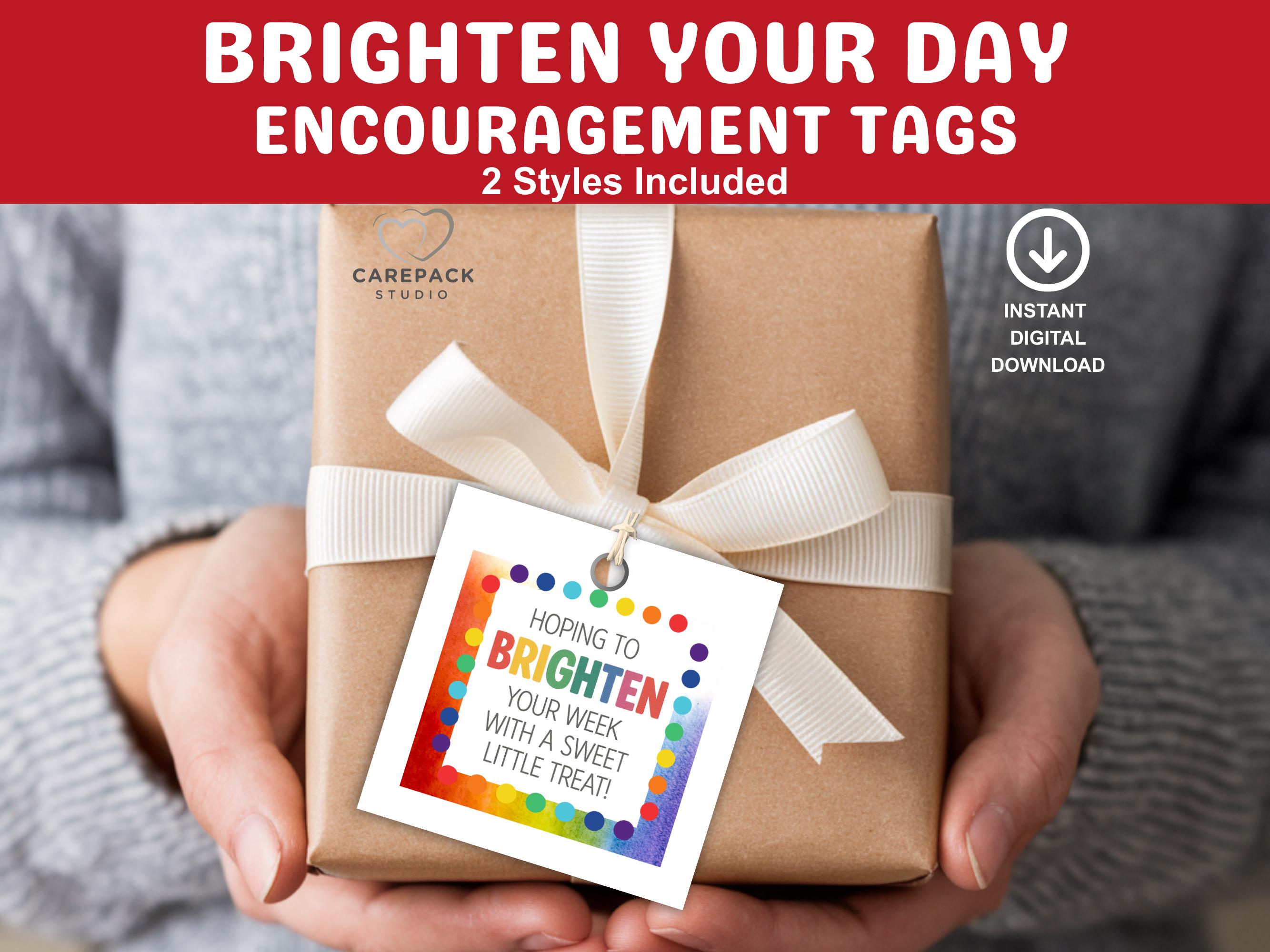 Hoping to Brighten Your Week Treat Gift Tag, Thank You Hang Tag, Appreciation and Encouragement Gift Tags, Rainbow Party Treat Gift Bag Tag