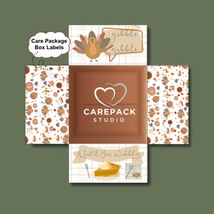 Thanksgiving Care Package Download Labels, Printable Decoration for Box Flaps, Gobble Till You Wobble Theme, Military Deployment College Kid