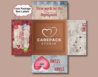 Valentine Care Package Labels Printable Decoration Box Flap Label Deployment Stinks Box Theme Military Spouse Deployed Husband Wife Soldier