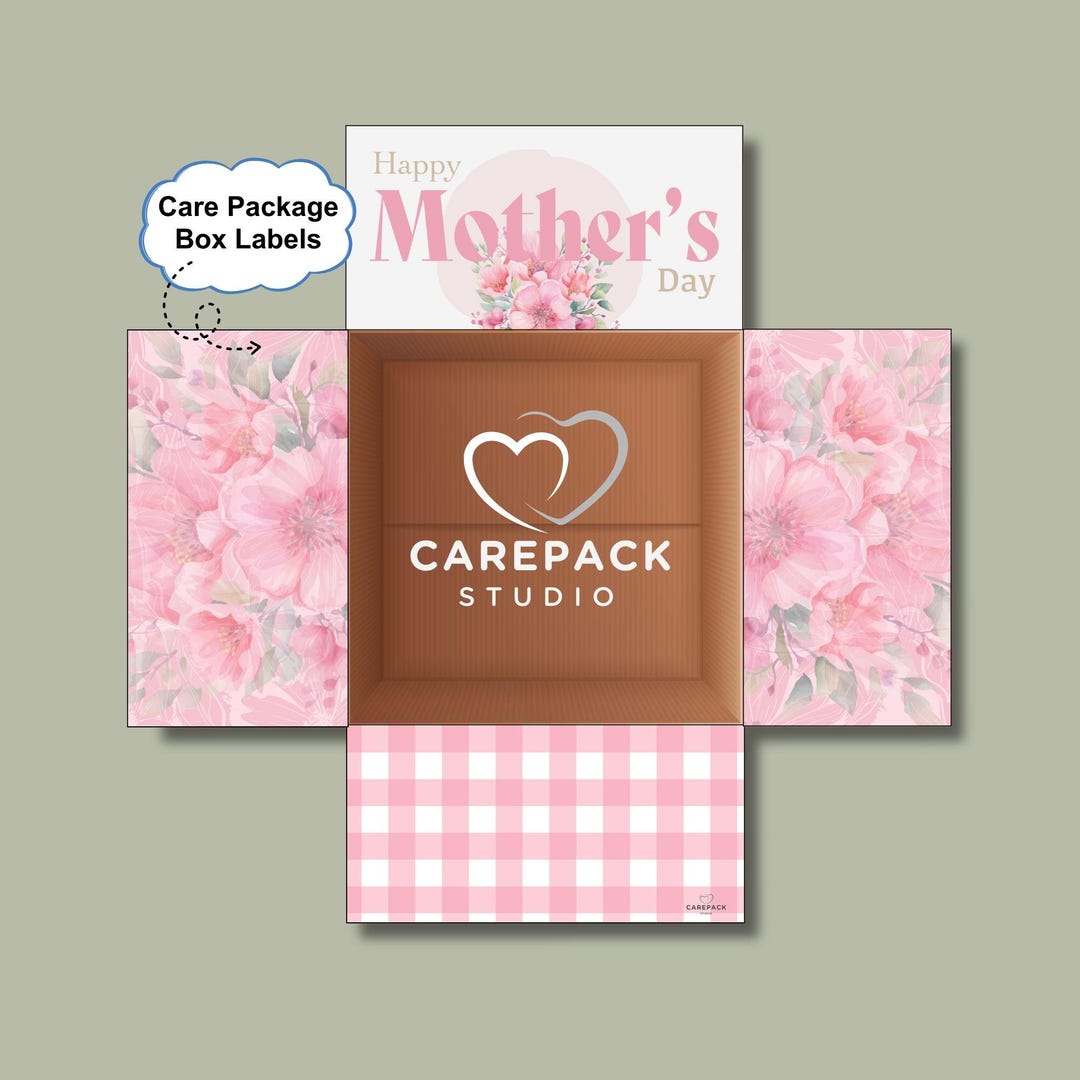 Mother's Day Printable Care Package Label Gift Box Flap Mom ...