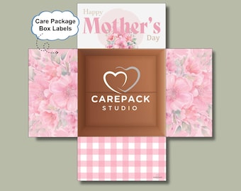 Mother's Day Printable Care Package Label Gift Box Flap Mom Appreciation Care Box Grandma Instant Download Floral Tag Care Box Mother-in-law