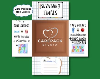 College Finals Week Care Package Labels Instant Download Printable Decoration for Box Flaps College Survival Kit Midterms Exam Semester Test
