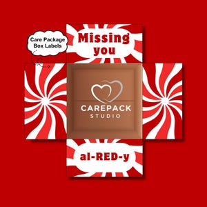 Missing You Al-RED-y Care Package Box Labels All Red Theme Box Flap Printable Instant Digital Download for College Military Long Distance